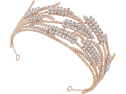 Coroa Barroca Dourada Para Casamentos E Festas, Tiara De Noiva Brilhante Em Liga Leve.