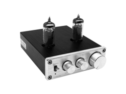 Aetheria pré amplificador de Áudio Hifi Mini Tube 03 com Tubo de Vácuo 6k4 Ajuste de Graves e Agudos Preto Prata