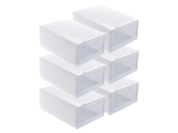 6pcs Caixa de Armazenamento de Sapatos Branca Transparente Aumentada Clamshell Organizador para Lar | S/MARCA