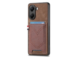 Capa De Celular De Couro Com Textura Jeans E Compartimento Para Cartão