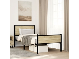 Vidaxl Estrutura De Cama Sem Colchão 75x190 Cm Metal Carvalho Sonoma