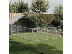 Vidaxl Canil Exterior Com Corredor 7x3x1,9 M Aço Galvanizado