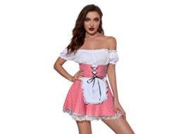 Roupa de Natal Xadrez Uniforme de Empregada Vestido M