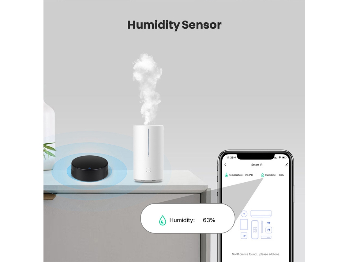 Laxiscreed Controle Remoto Wifi Universal Com Infravermelho, Sensor De Temperatura E Humidade Inteligente