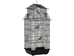 Gaiola Pássaros Aço 50,5x41x104 Cm Comedouros Balanço Preta