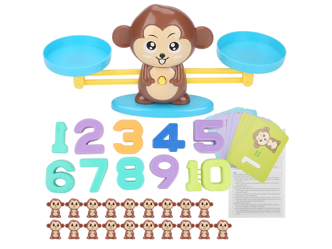 Primerox brinquedo Educativo para Crianças Jogo de Contagem Números Equilíbrio Macaco Marrom