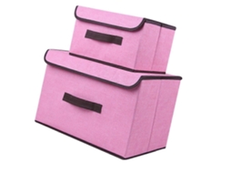 Caixa De Armazenamento Dobrável Rosa 38 X 25 X 25 Cm, 27 X 20 X 16 Cm, Respirável, Ecológica, 1 Conjunto De 2 Olysi Shop