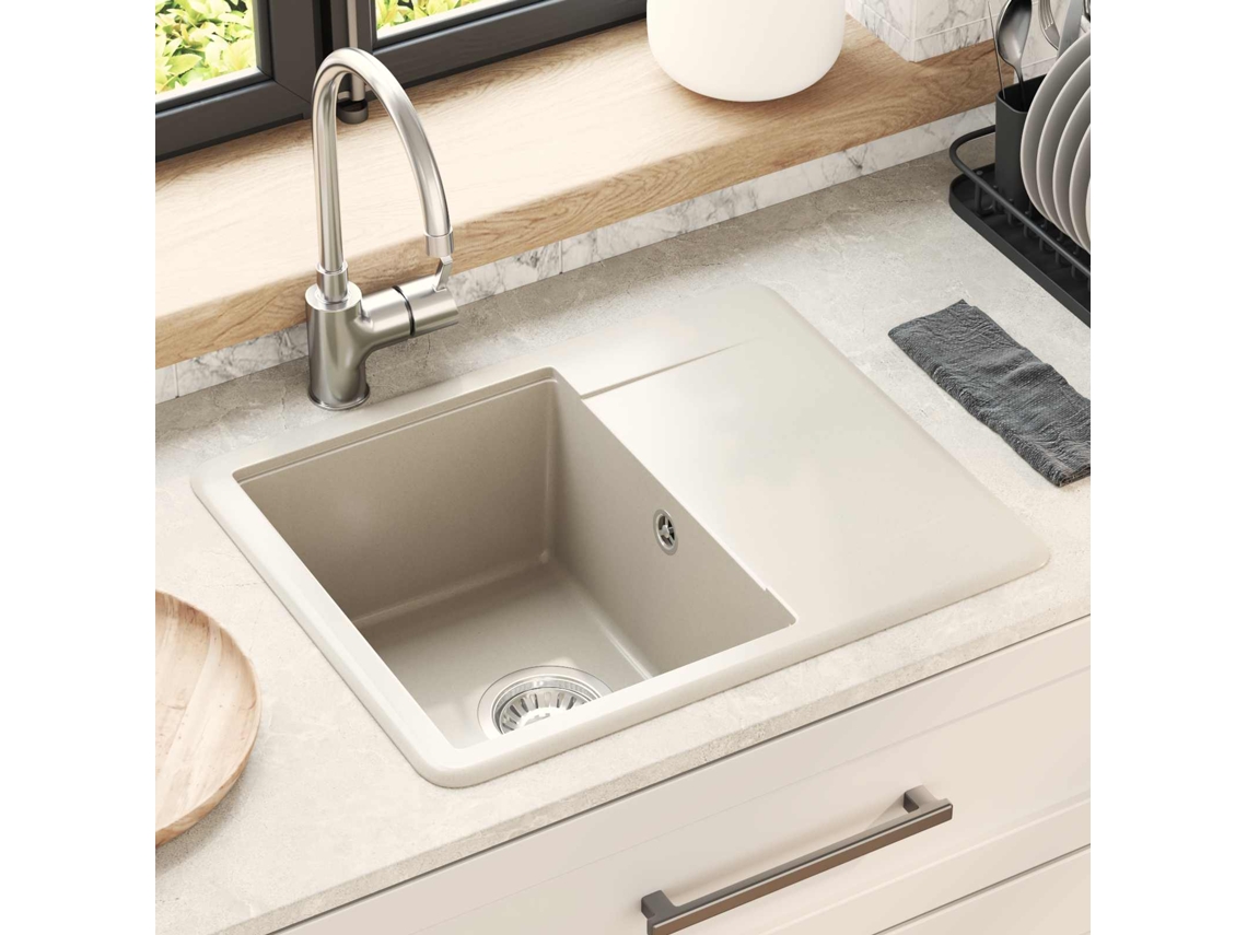 Vidaxl Pia 80% Quartzo E 20% Resina 560 X 460 Mm Bege