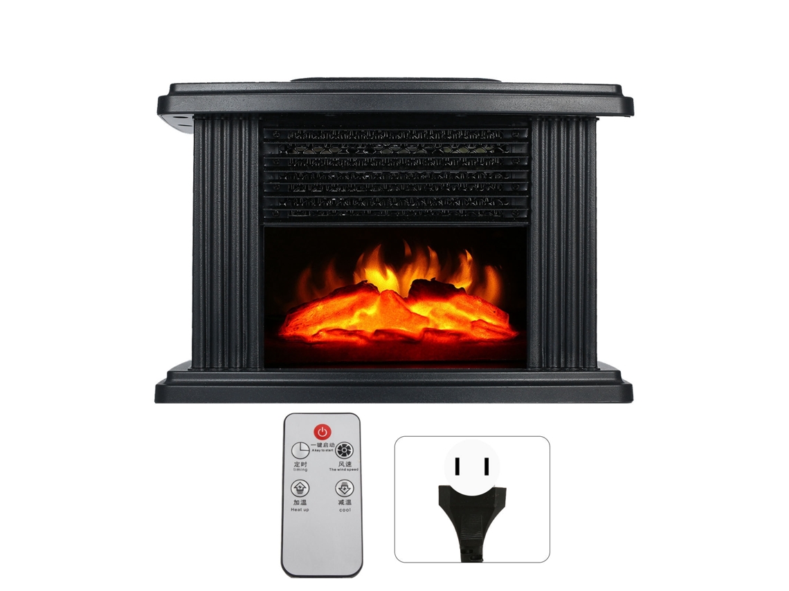 Aquecedor de Lareira Elétrica Mini com Chamas Simuladas Portátil Controle Remoto 110v Us Plug