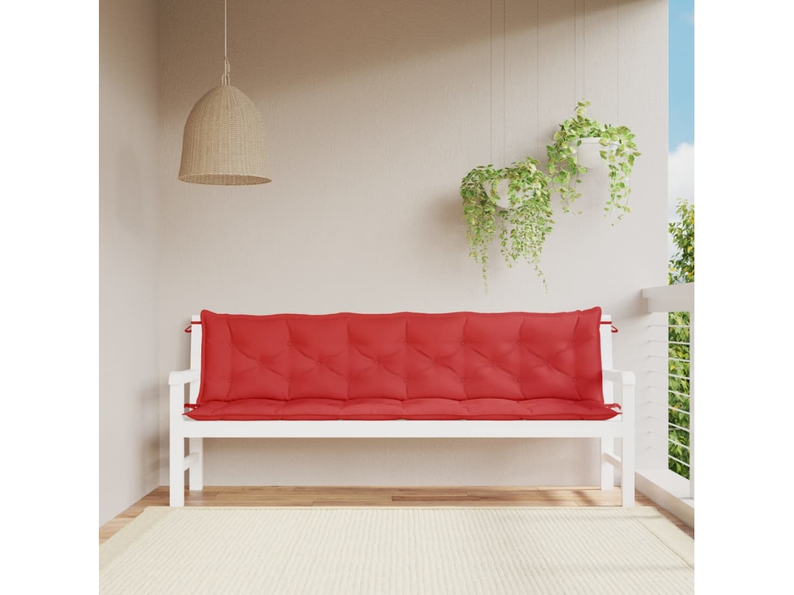 Vidaxl Almofadões Banco Jardim 2 Pcs 200x50x7cm Tecido Oxford Vermelho
