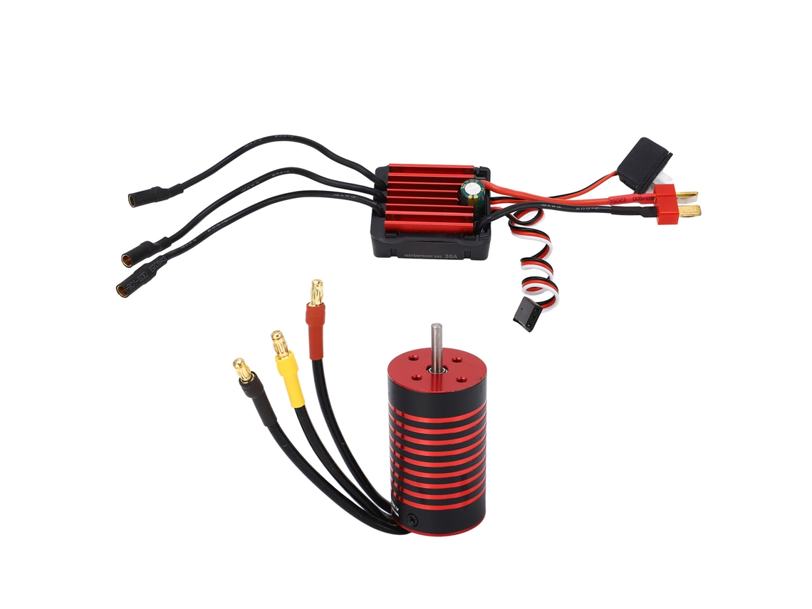 Kit Motor Sem Escova Esc 35a 4400kv Para Carros Rc 1/12 1/14 Com Torsão Grande E Proteções Múltiplas