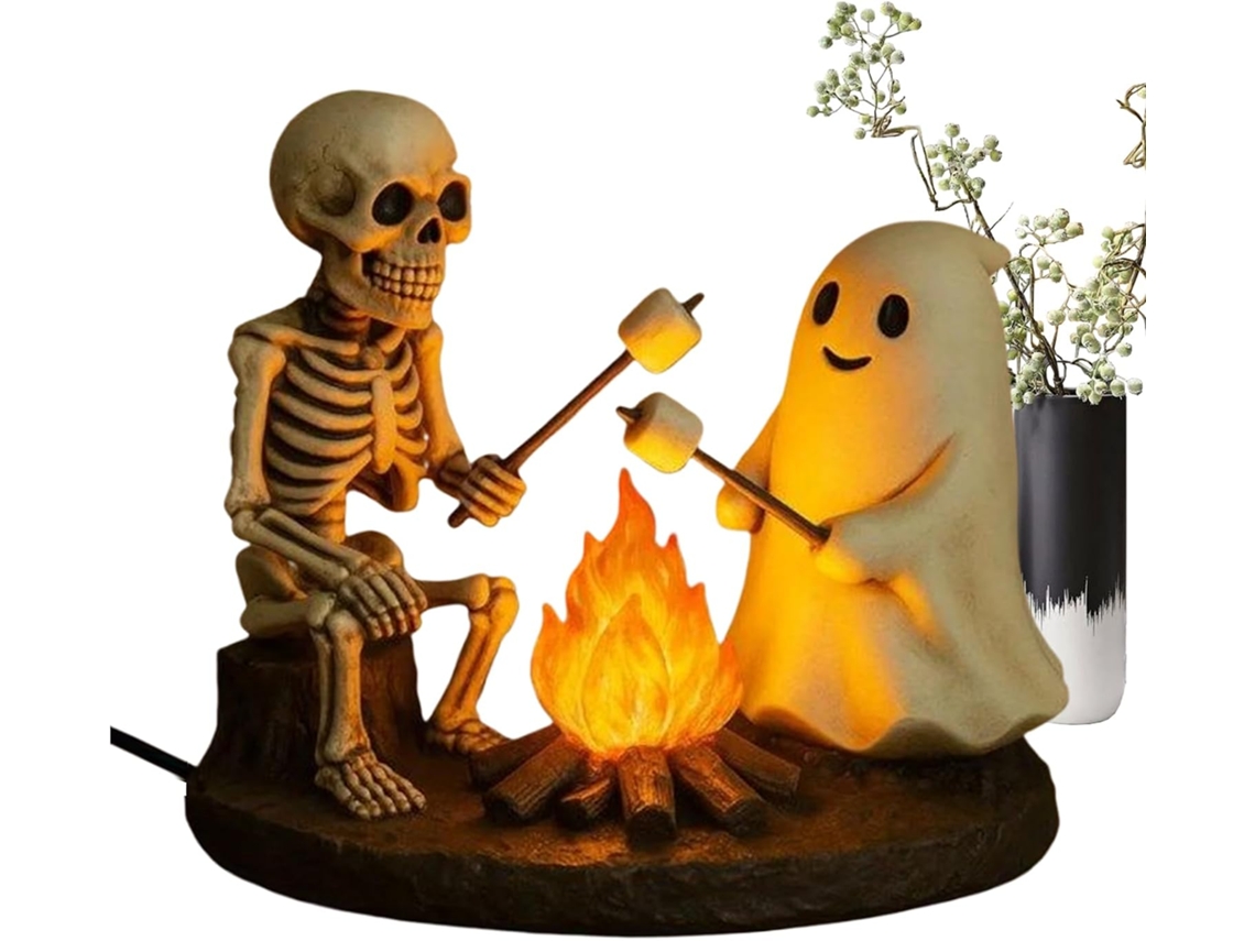 Luminária Noturna De Fogueira Com Esqueleto E Fantasma, Pequena