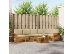 Vidaxl Conjunto De Sofá Sectional Com Almofada 7 Pcs Natural E Bege