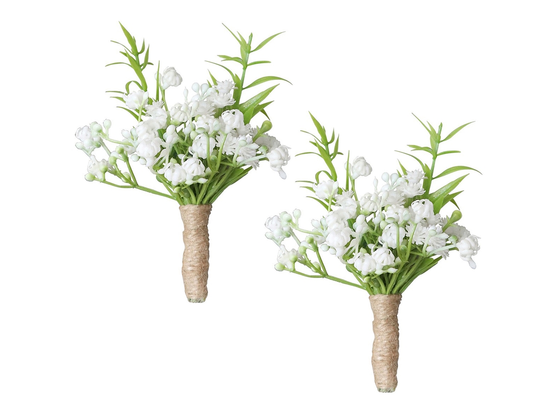 Bouquet de Noiva e Noivo com Ramo de Baby's Breath LAXISCREED