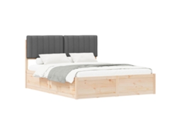 Estrutura de Cama com Cabeceira Estofada Cinza Escuro MAISON EXCLUSIVE