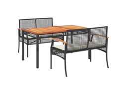 Conjunto de Jantar 3 Pcs para jardim com Almofadões Vime Pe Preto MAISON EXCLUSIVE (3 Pcs)