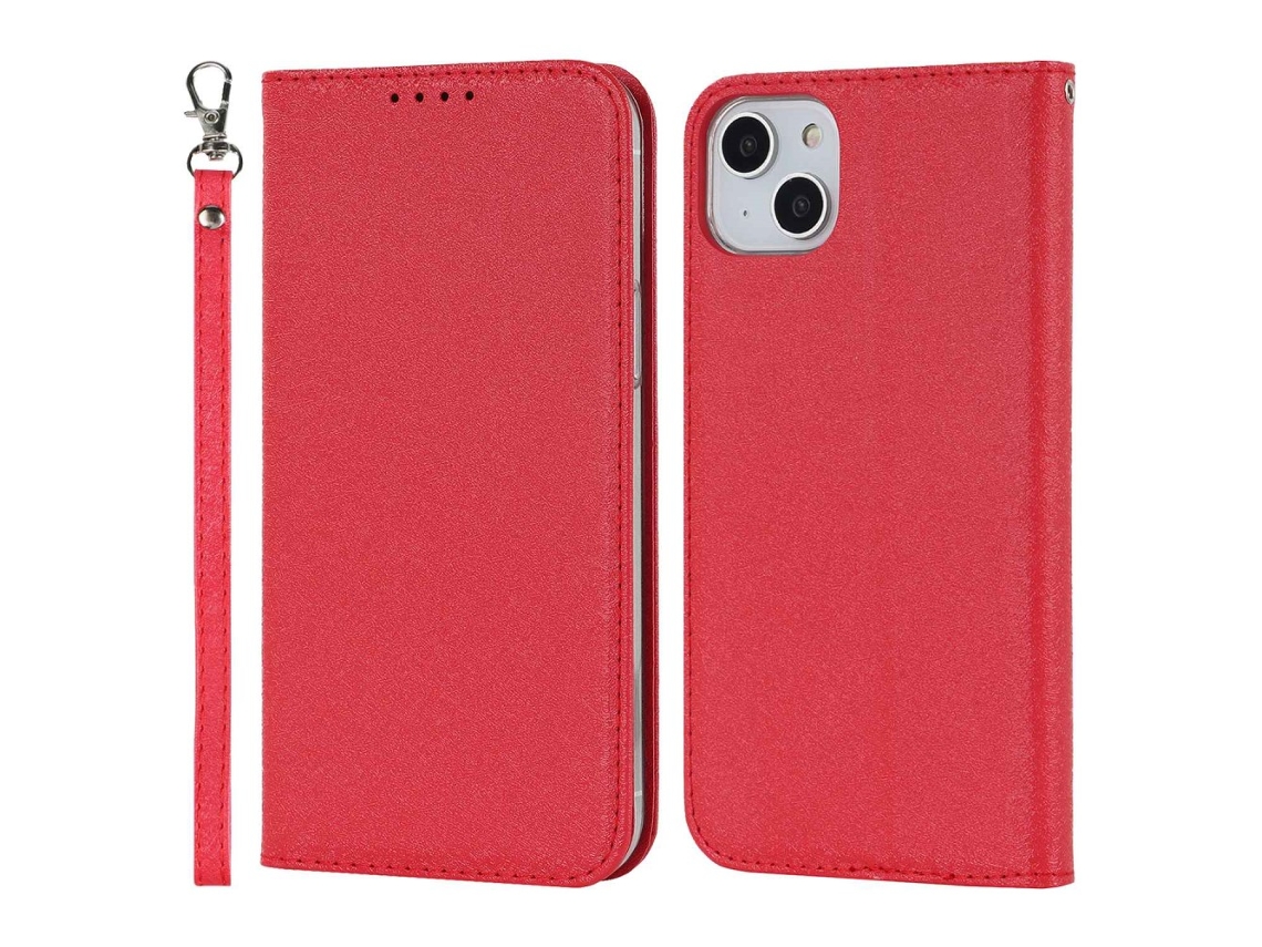 Capa Pega Para Iphone 14 Pele Sintética Vermelho