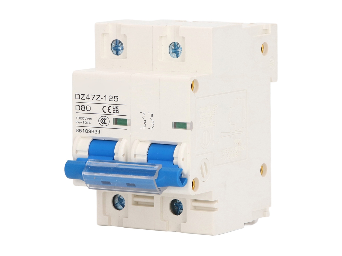 Disjuntor Mini 2p Com Capacidade De Interrupção 10ka Para Sistema Solar, 80a Dc1000v, Azul