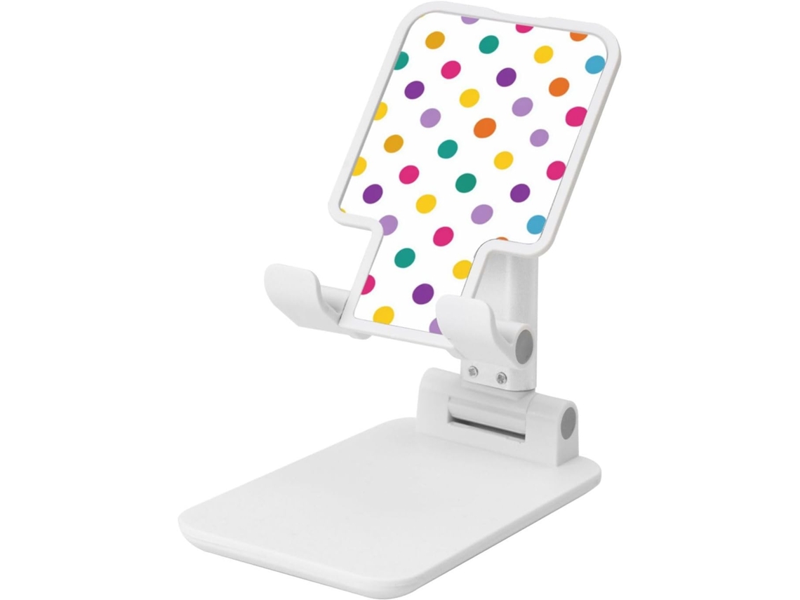 Suporte Dobrável Para Celular Com Bolinhas Coloridas Sobre Fundo Branco, Ângulo Ajustável, Altura Para Mesa, Compatível