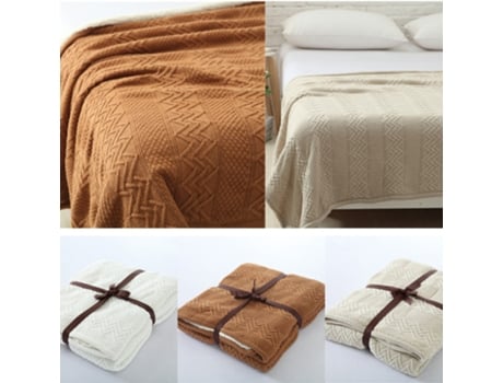 Cobertores Lisos E Macios, Manta De Sofá De Veludo Quente Em Malha, Cobertor Para Cama E Escritório, Bege