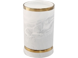Porta Cubiertos Cerámica Blanca Con Borde Dorado Textura Mármol Antideslizante Organizador Cocina