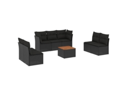 Conjunto de 8 Sofás de Jardim com Almofadões Vime Pe Preto MAISON EXCLUSIVE (8 pcs)