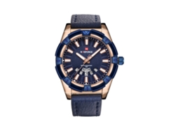 Relógio de Pulso Masculino Naviforce À Prova D'água Quartzo Pulseira Pu Azul