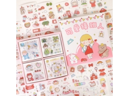 Stickers Para Notebook 100 Peças Lindos Desenhos Animados Diy Scrapbooking Diário Rosados