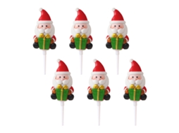 Laxiscreed Conjunto De Decorações Natalícias Para Bolo Com 6 Figuras De Pai Natal Em Resina
