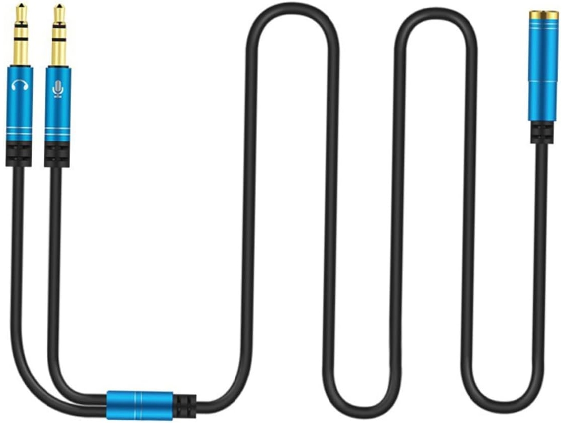 Adaptador De Áudio Para Pc, Azul, Laptop, Tablet E Celular