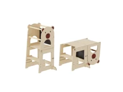 Xperimenta Torre de Aprendizagem de Madeira Montessori Convertível Escrivaninha Infantil e com Lousa para Desenhar Auxiliar de Cozinha BUDDY BABY