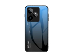 Capa De Celular Realme Gt 7 5g Com Vidro Temperado Antirrisco Pc Tpu, Azul E Preto, Degradê