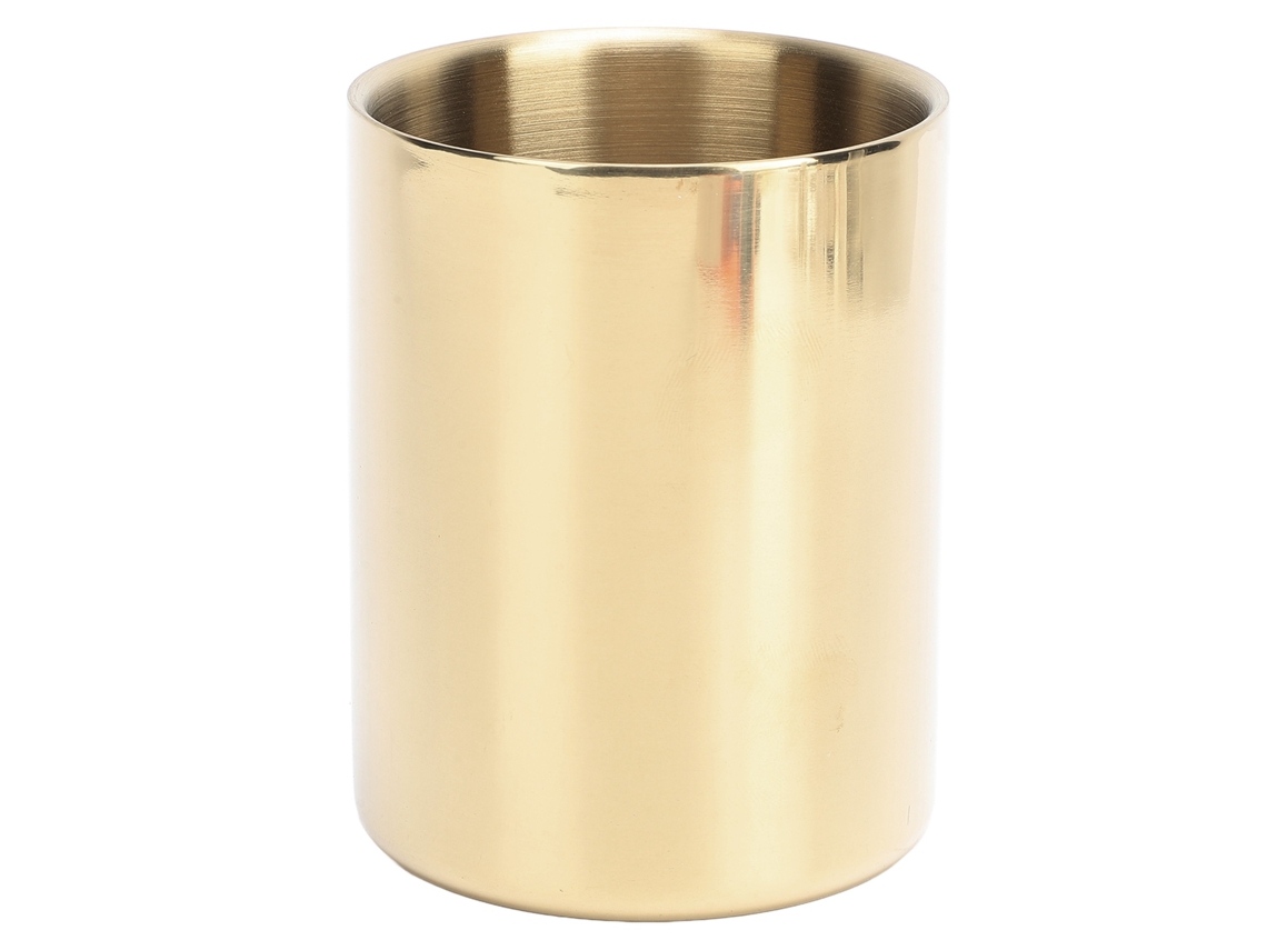 Porta canetas vaso de metal dourado aço inoxidável S/MARCA