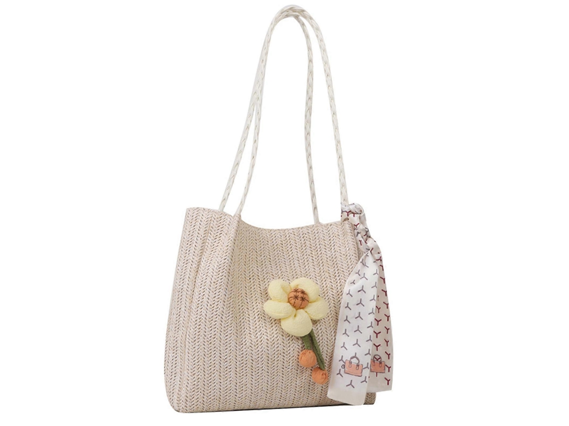 Bolsa Balde AQUAFORGE, Palha Trançada, Moda, Ombro, Praia