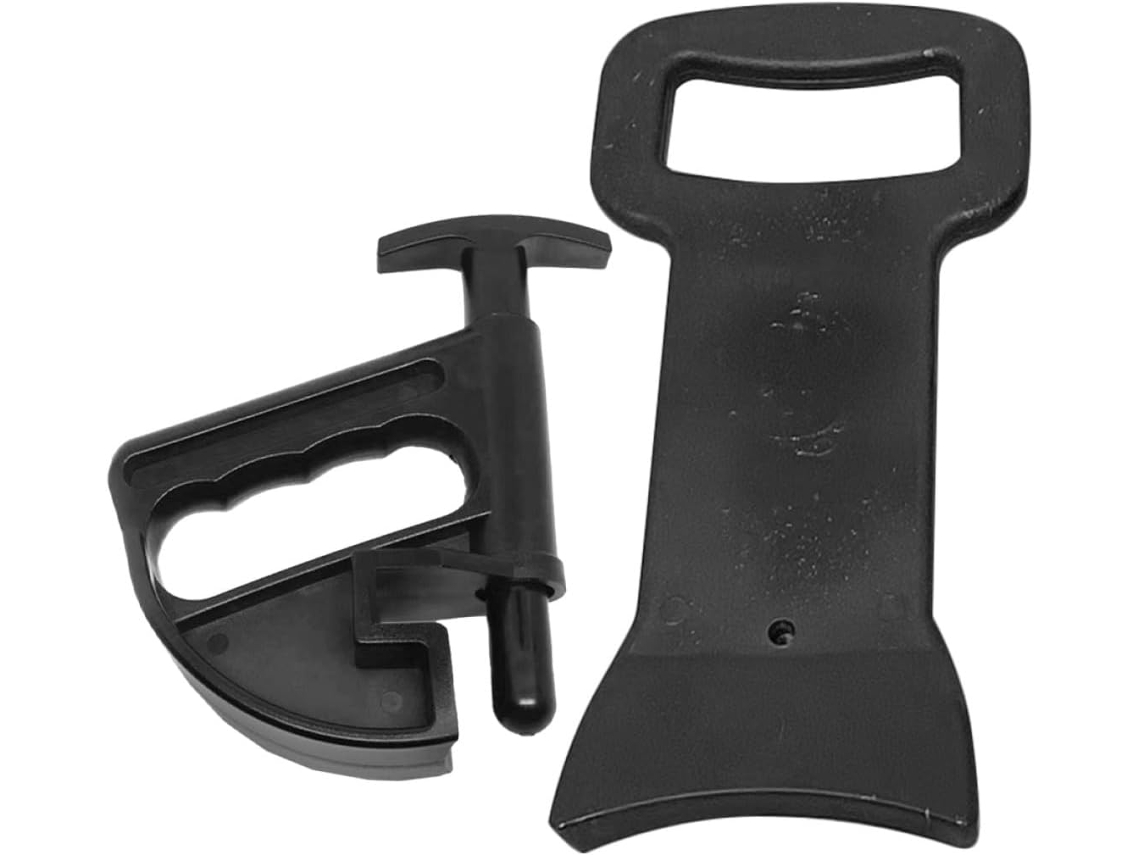 Ferramenta portátil de plástico preto para montagem e desmontagem de pneus, com proteção.