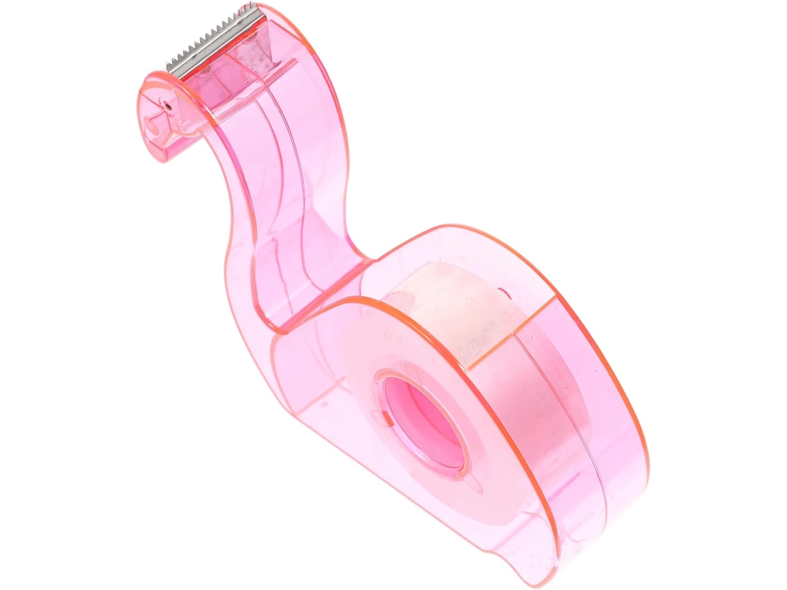 Dispensador de fita adesiva portátil rosa Imikeya com cortador, sem rebarbas, ideal para uso doméstico e escolar.