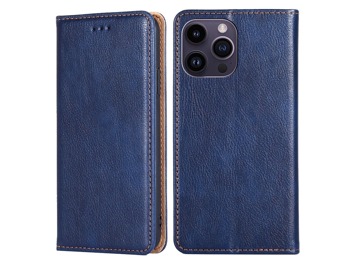Capa Para Iphone 15 Pro Max Pele Sintética Magnética Azul