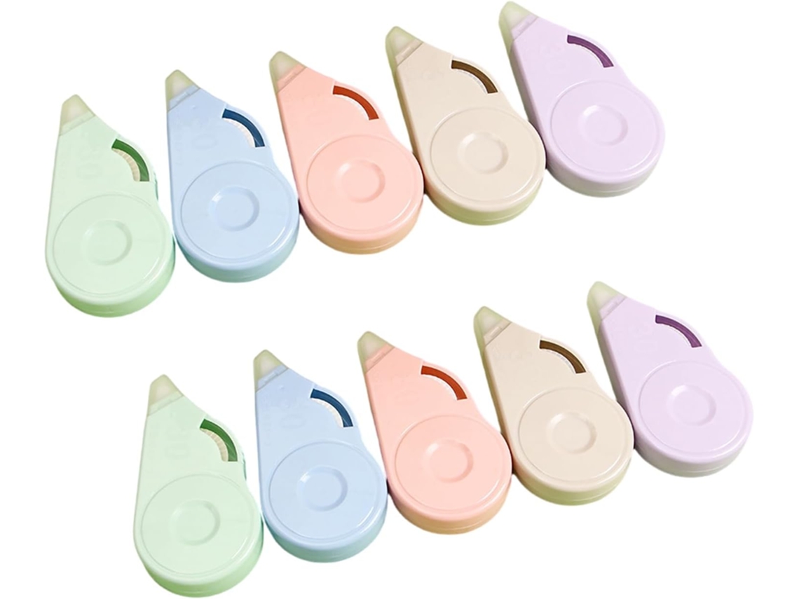 Pacote Com 10 Fitas Corretivas Brancas Para Material Escolar E De Escritório, 8m X 5mm
