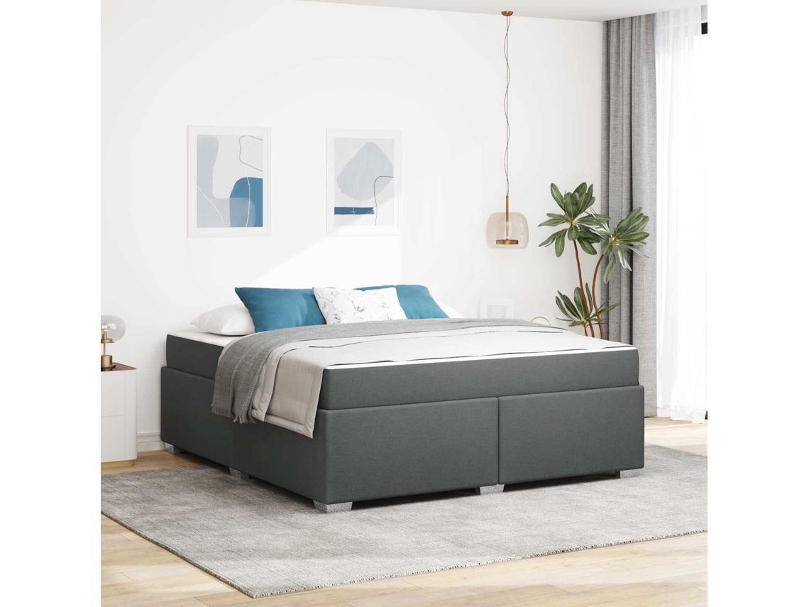 Vidaxl Estrutura Da Cama Com Colchão Cinza Escuro 180 X 200 Cm Tecido