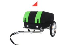 Reboque De Bicicleta Dobrável 40kg Verde/preto, 16" Rodas Todo-o-terreno, Caixa De Carga Impermeável Removível Para Camping E Compras