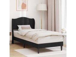 Vidaxl Estrutura Da Cama Com Cabeceira Preto 90 X 200 Cm Veludo