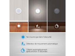 Conjunto de 6 Luzes com Sensor de Movimento, Luz Noturna Led Sem Fio, Luz de Armário para Escadas, Closet, Corredor, Prata, Luz Branca BRILVIBERA