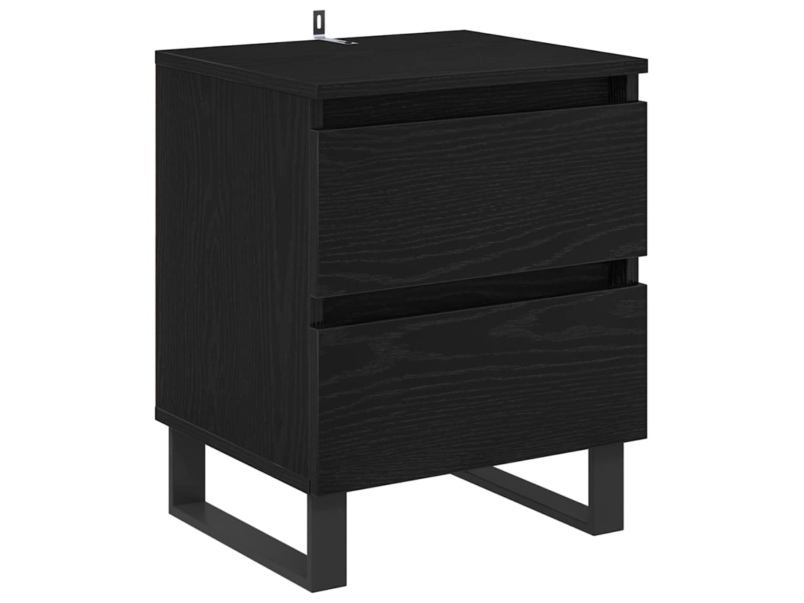 Armário de Cabeceira com Gaveta Carvalho Preto 40x35x50 cm MAISON EXCLUSIVE
