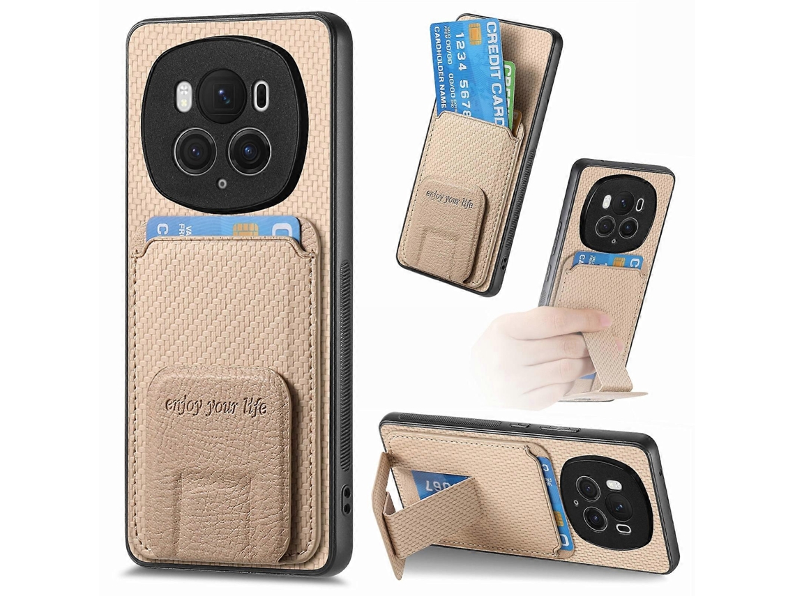 Capa De Celular Dobrável Com Suporte Para Cartão De Fibra De Carbono
