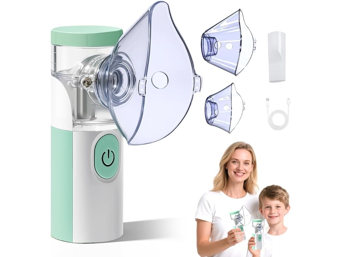 Nebulizador Silencioso Recarregável e Portátil Nebulização Altamente Eficiente Acessórios Incluem 2 Máscaras e 1 Boquete ZYBLSSBB