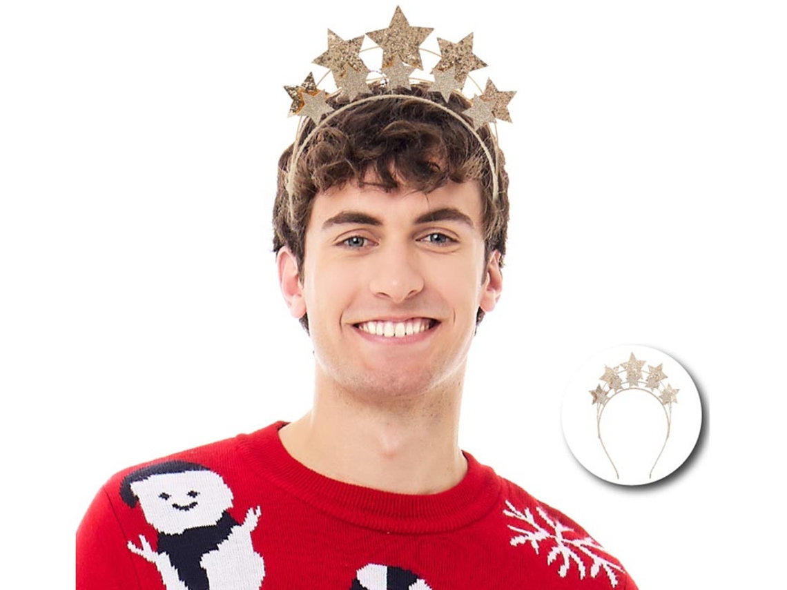 Tiara de estrela dourada em forma de arco
