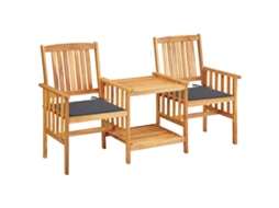 Cadeiras De Jardim C/ Mesa De Centro E Almofadões Acácia Maciça Dkd Home Decor
