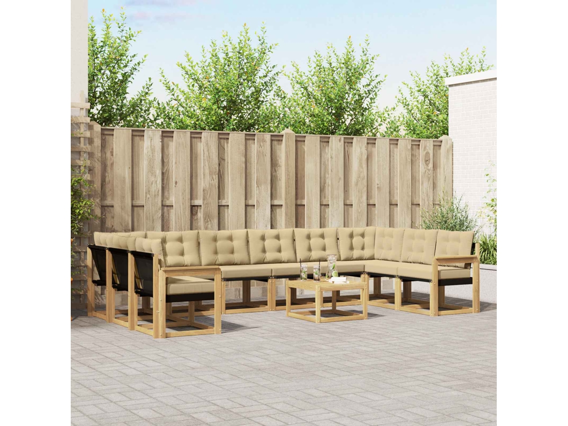 Vidaxl Conjunto De Sofás Para Exterior 11 Unid. Branco E Bege