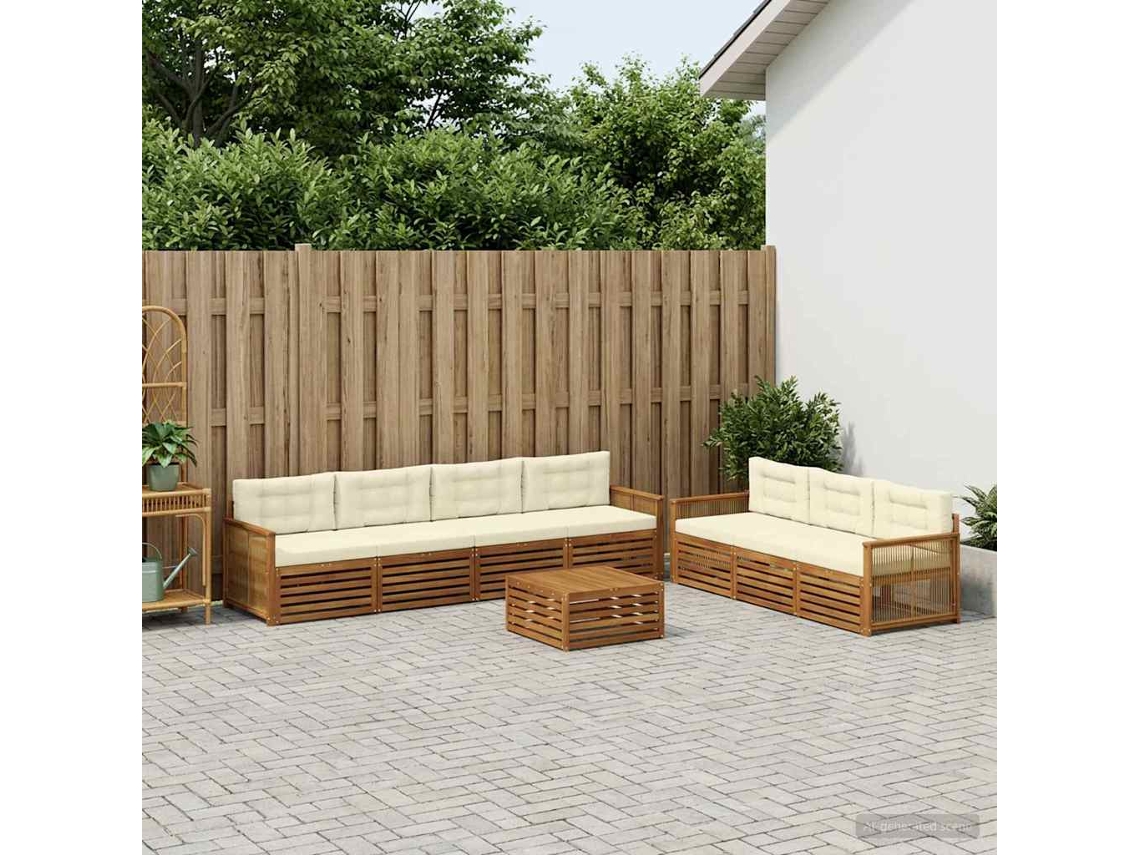 Vidaxl Conjunto De Sofás Para Exterior 8 Pcs Natural E Creme
