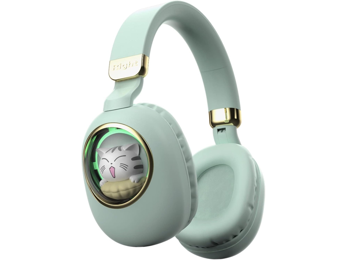 Fones Infantis Bluetooth JIAPEI, cancelamento de ruído, microfone, tablet, verde
